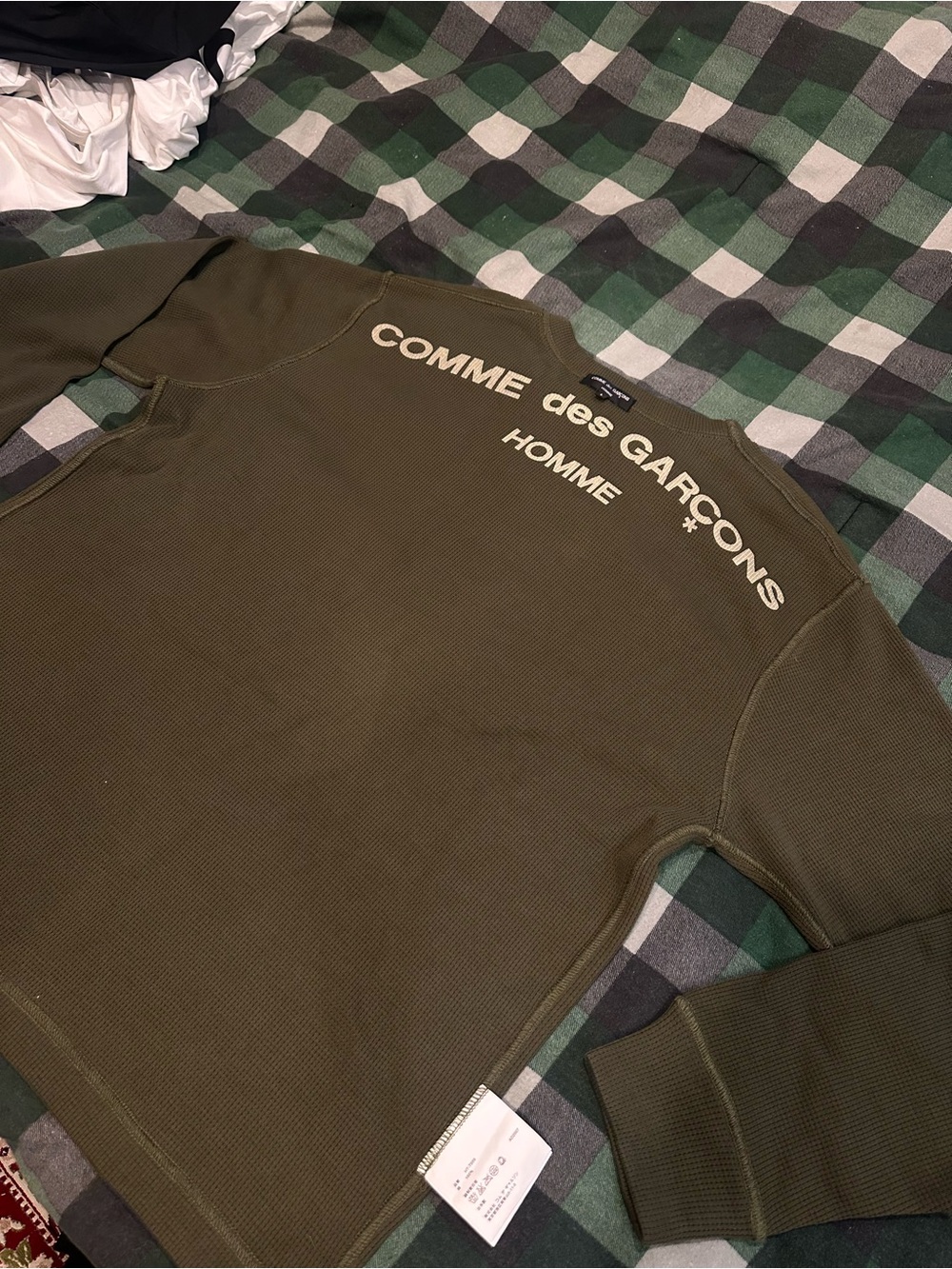 Comme des Garcons Homme Olive Green Logo Crewneck Sweatshirt